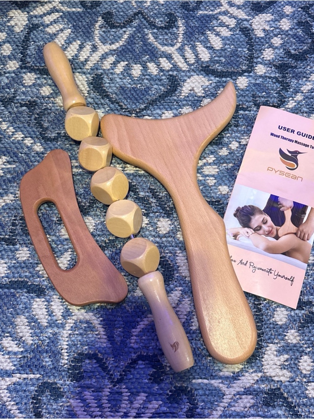 Pysean Wooden Body Massage Tool Kit - Natural Wood